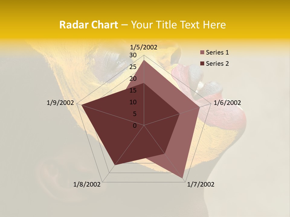 Young African Girl, Tribal Painted Face In Yellow And Red, Harmonic Triangles Use It Portrait Or Landscape PowerPoint Template