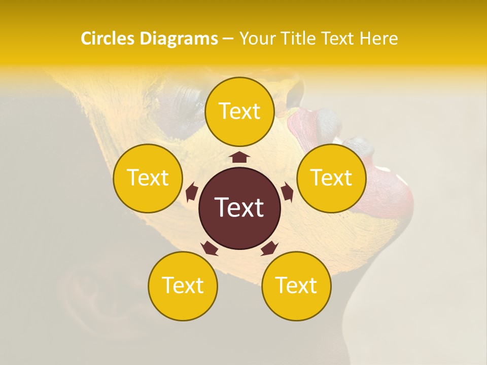 Young African Girl, Tribal Painted Face In Yellow And Red, Harmonic Triangles Use It Portrait Or Landscape PowerPoint Template