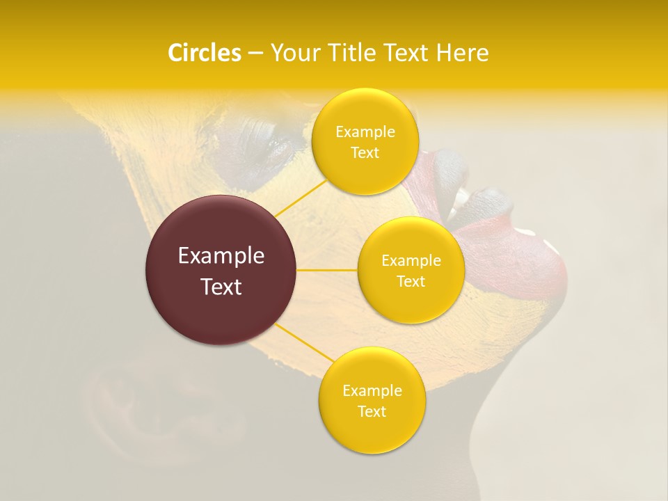 Young African Girl, Tribal Painted Face In Yellow And Red, Harmonic Triangles Use It Portrait Or Landscape PowerPoint Template