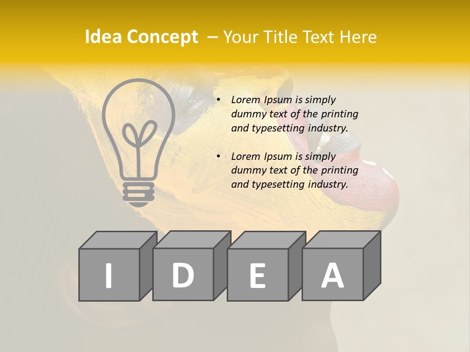 Young African Girl, Tribal Painted Face In Yellow And Red, Harmonic Triangles Use It Portrait Or Landscape PowerPoint Template