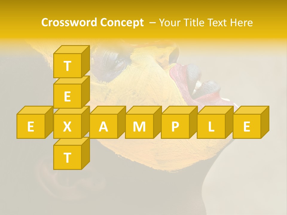 Young African Girl, Tribal Painted Face In Yellow And Red, Harmonic Triangles Use It Portrait Or Landscape PowerPoint Template