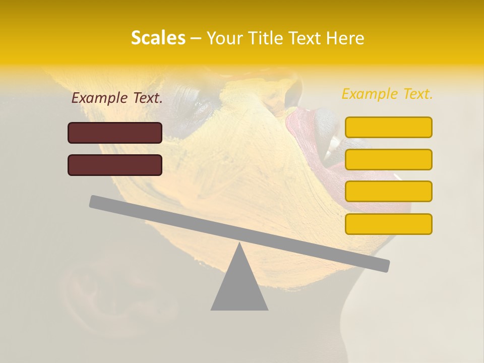 Young African Girl, Tribal Painted Face In Yellow And Red, Harmonic Triangles Use It Portrait Or Landscape PowerPoint Template