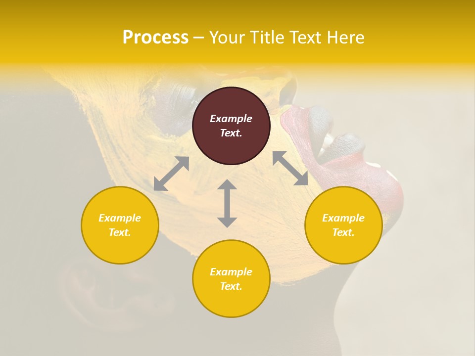 Young African Girl, Tribal Painted Face In Yellow And Red, Harmonic Triangles Use It Portrait Or Landscape PowerPoint Template