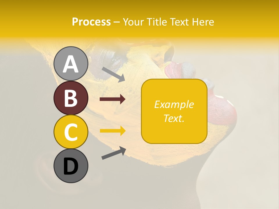 Young African Girl, Tribal Painted Face In Yellow And Red, Harmonic Triangles Use It Portrait Or Landscape PowerPoint Template
