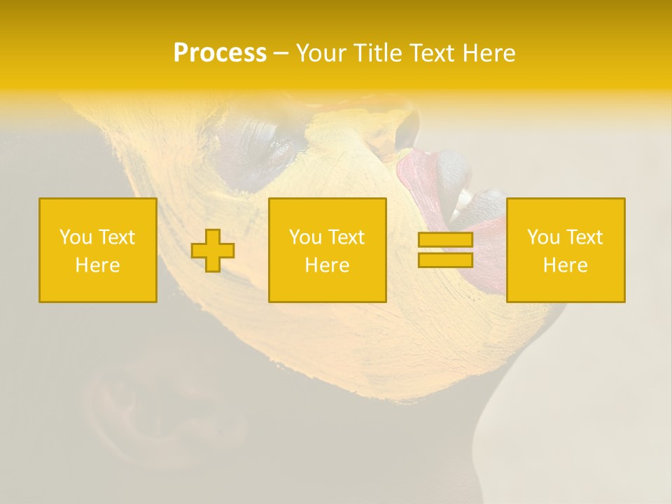 Young African Girl, Tribal Painted Face In Yellow And Red, Harmonic Triangles Use It Portrait Or Landscape PowerPoint Template