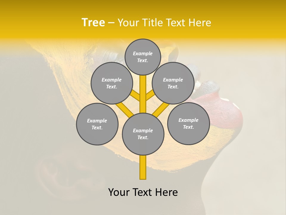 Young African Girl, Tribal Painted Face In Yellow And Red, Harmonic Triangles Use It Portrait Or Landscape PowerPoint Template