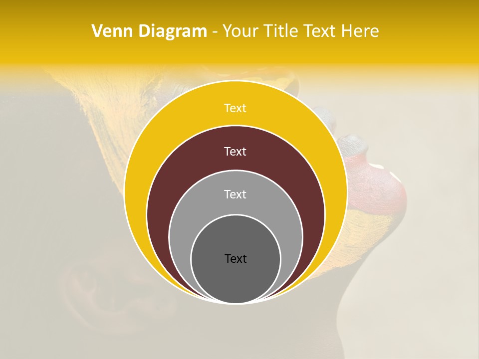 Young African Girl, Tribal Painted Face In Yellow And Red, Harmonic Triangles Use It Portrait Or Landscape PowerPoint Template