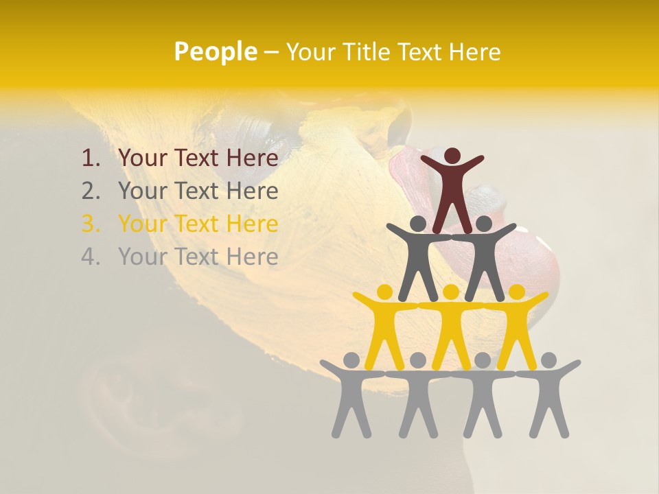 Young African Girl, Tribal Painted Face In Yellow And Red, Harmonic Triangles Use It Portrait Or Landscape PowerPoint Template