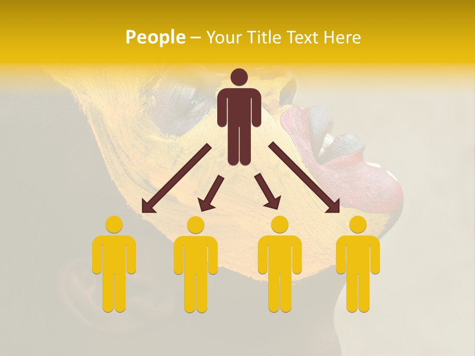 Young African Girl, Tribal Painted Face In Yellow And Red, Harmonic Triangles Use It Portrait Or Landscape PowerPoint Template