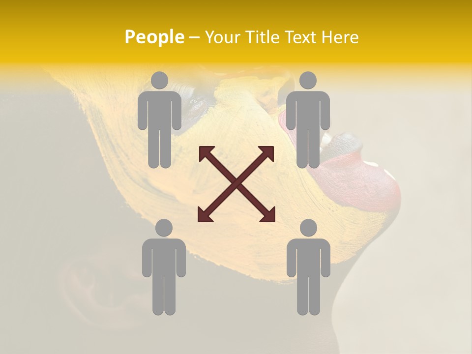 Young African Girl, Tribal Painted Face In Yellow And Red, Harmonic Triangles Use It Portrait Or Landscape PowerPoint Template