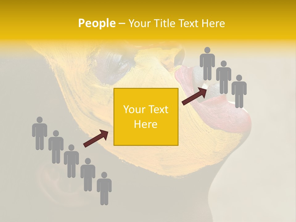 Young African Girl, Tribal Painted Face In Yellow And Red, Harmonic Triangles Use It Portrait Or Landscape PowerPoint Template