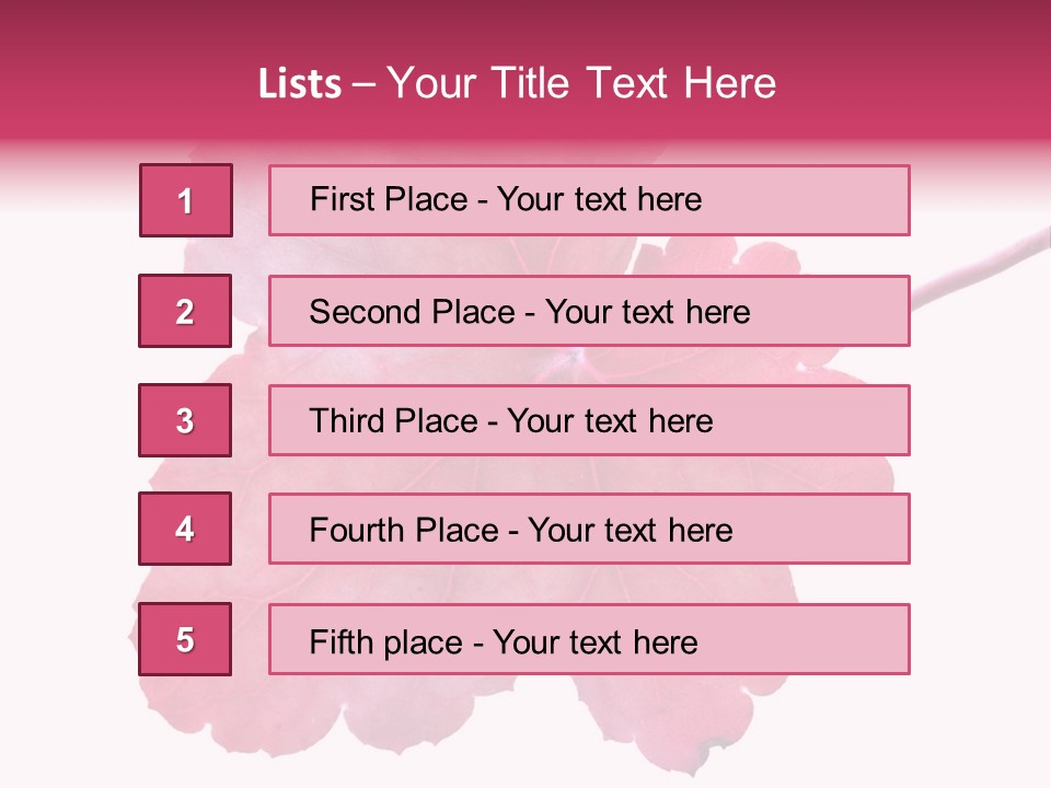 A Magenta Leaf Isolated On A White Background PowerPoint Template