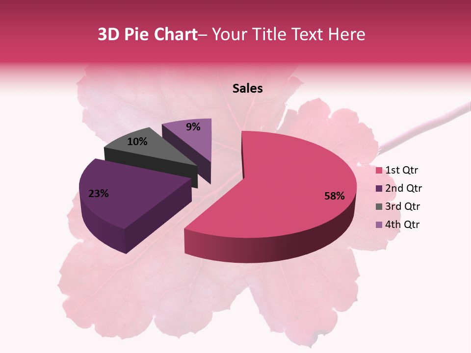 A Magenta Leaf Isolated On A White Background PowerPoint Template