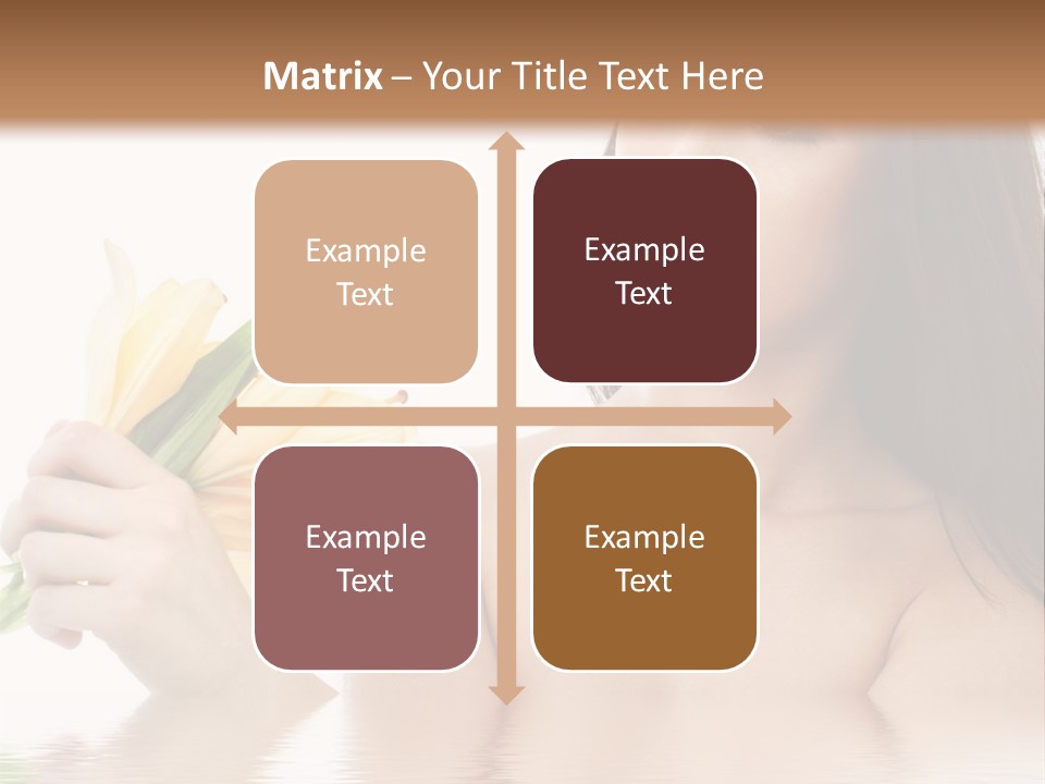 Happy Brunette With Yellow Lily Flowers In Spa PowerPoint Template