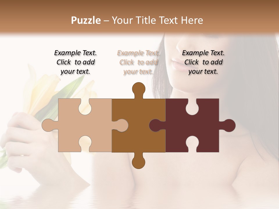 Happy Brunette With Yellow Lily Flowers In Spa PowerPoint Template