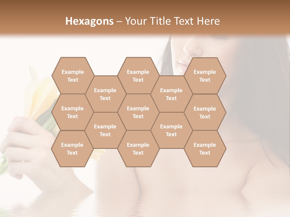 Happy Brunette With Yellow Lily Flowers In Spa PowerPoint Template