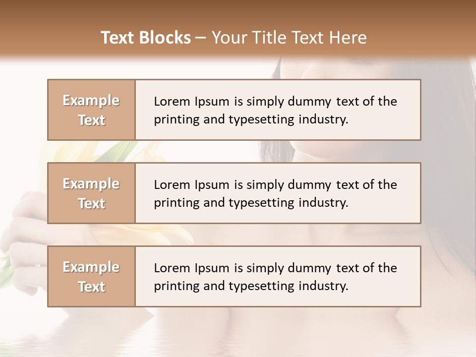 Happy Brunette With Yellow Lily Flowers In Spa PowerPoint Template