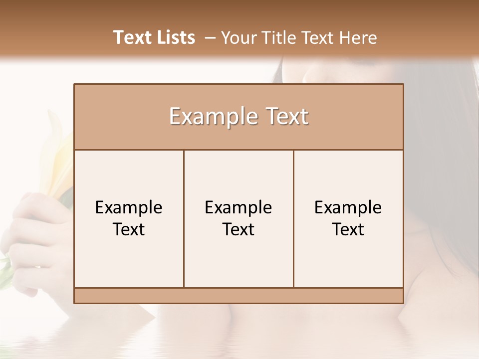 Happy Brunette With Yellow Lily Flowers In Spa PowerPoint Template