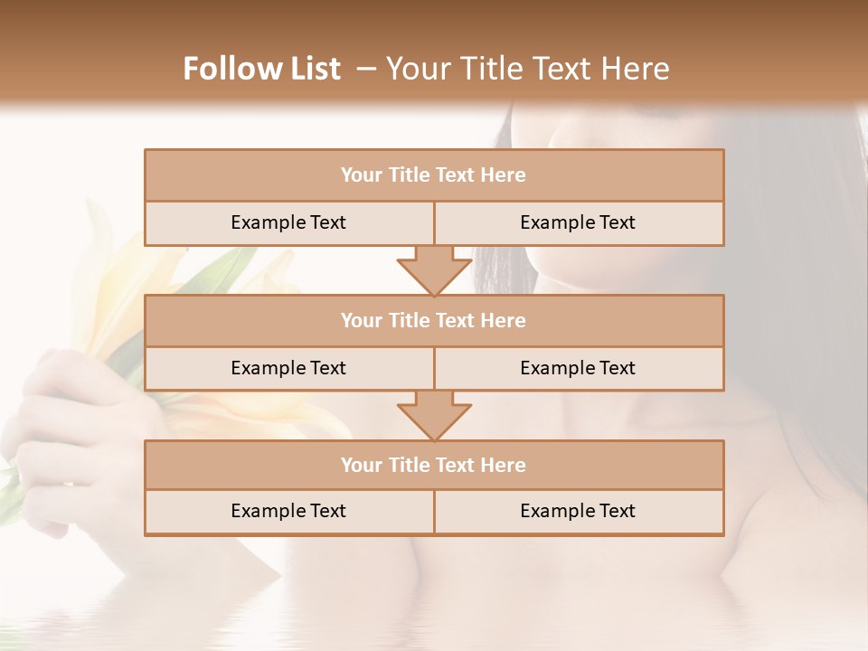 Happy Brunette With Yellow Lily Flowers In Spa PowerPoint Template