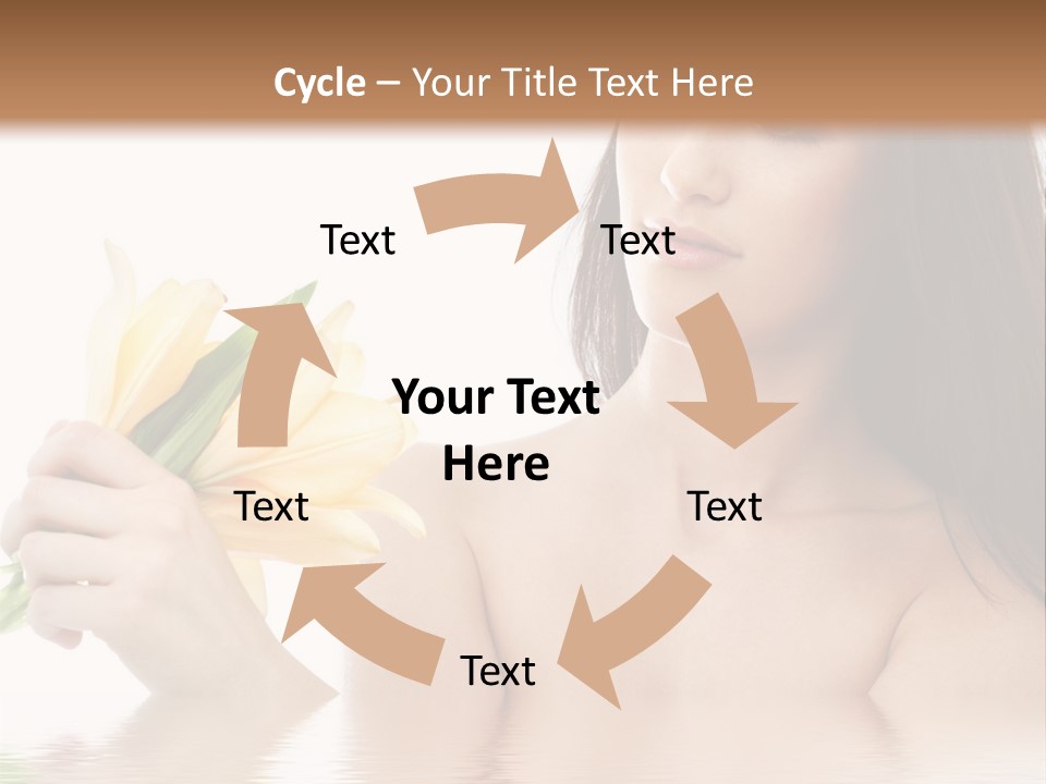 Happy Brunette With Yellow Lily Flowers In Spa PowerPoint Template