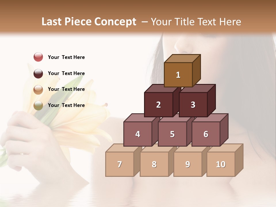 Happy Brunette With Yellow Lily Flowers In Spa PowerPoint Template