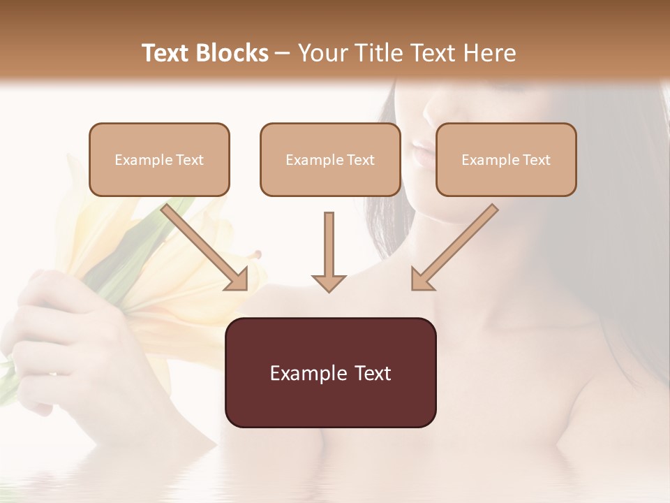 Happy Brunette With Yellow Lily Flowers In Spa PowerPoint Template