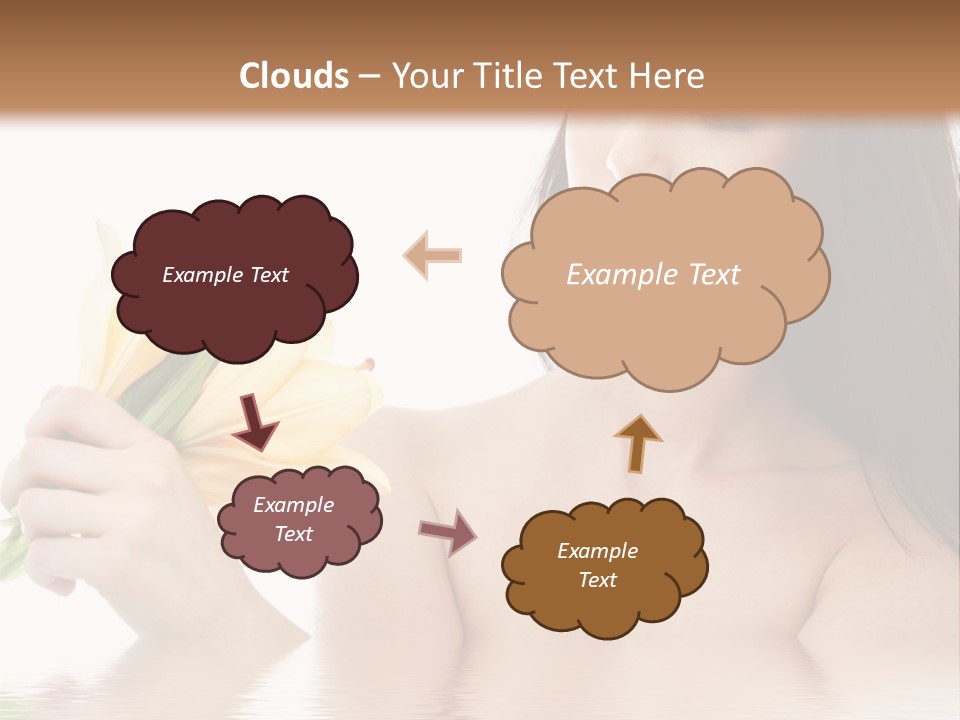 Happy Brunette With Yellow Lily Flowers In Spa PowerPoint Template