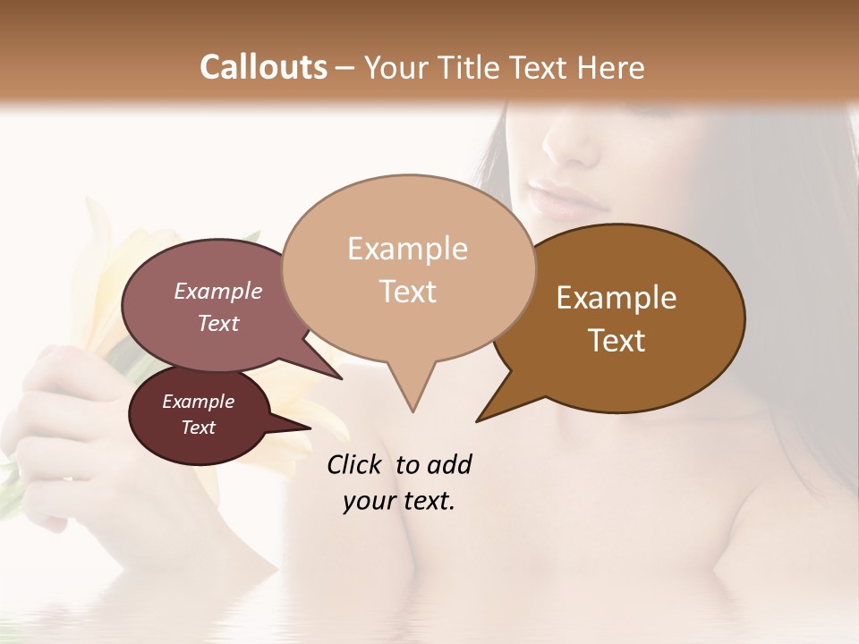 Happy Brunette With Yellow Lily Flowers In Spa PowerPoint Template