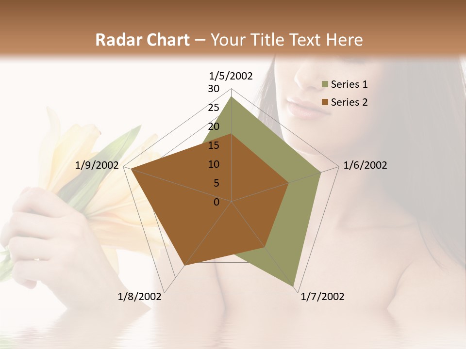 Happy Brunette With Yellow Lily Flowers In Spa PowerPoint Template