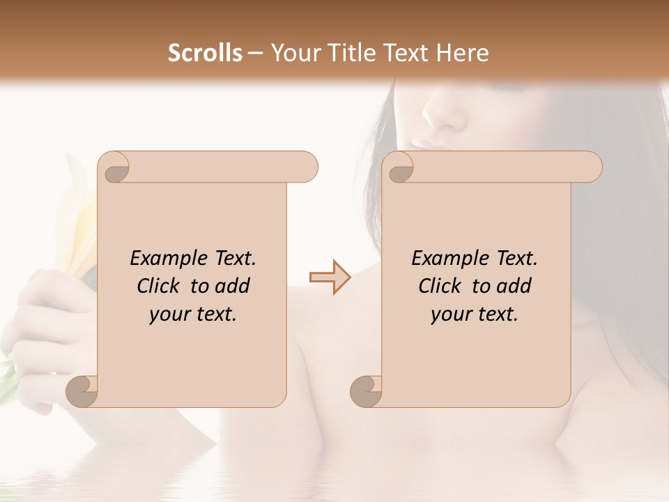 Happy Brunette With Yellow Lily Flowers In Spa PowerPoint Template