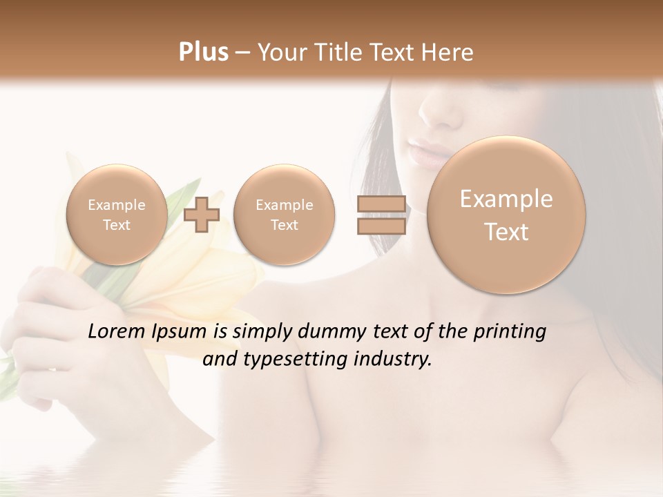 Happy Brunette With Yellow Lily Flowers In Spa PowerPoint Template