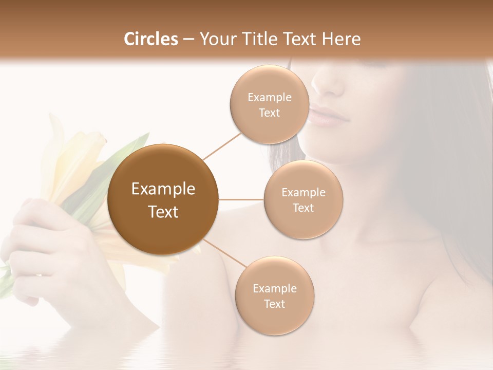 Happy Brunette With Yellow Lily Flowers In Spa PowerPoint Template