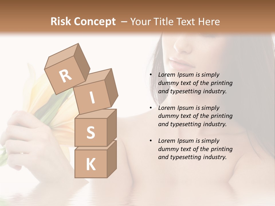 Happy Brunette With Yellow Lily Flowers In Spa PowerPoint Template