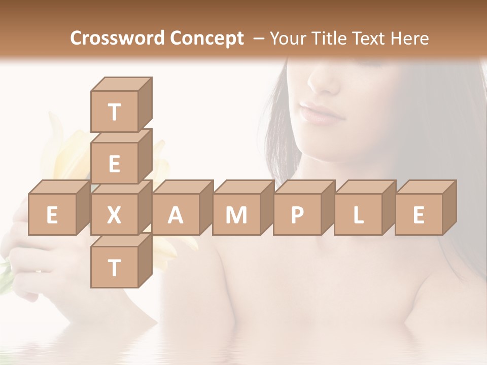 Happy Brunette With Yellow Lily Flowers In Spa PowerPoint Template