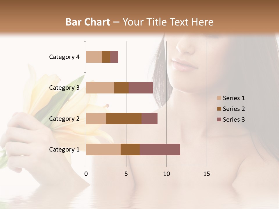 Happy Brunette With Yellow Lily Flowers In Spa PowerPoint Template