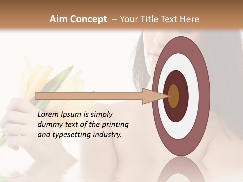 Happy Brunette With Yellow Lily Flowers In Spa PowerPoint Template