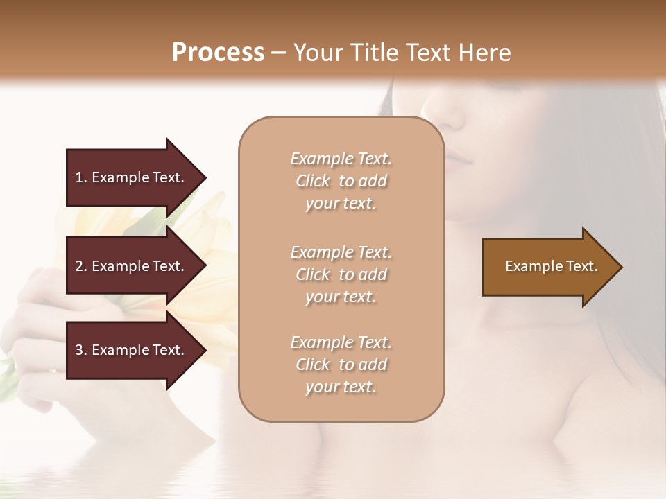 Happy Brunette With Yellow Lily Flowers In Spa PowerPoint Template