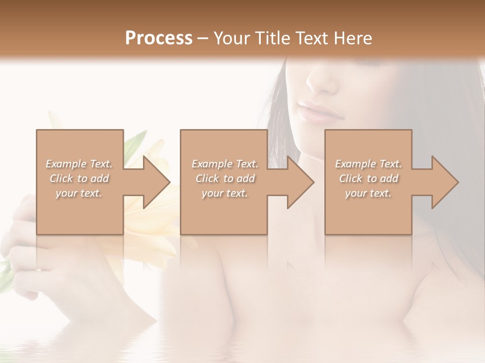 Happy Brunette With Yellow Lily Flowers In Spa PowerPoint Template