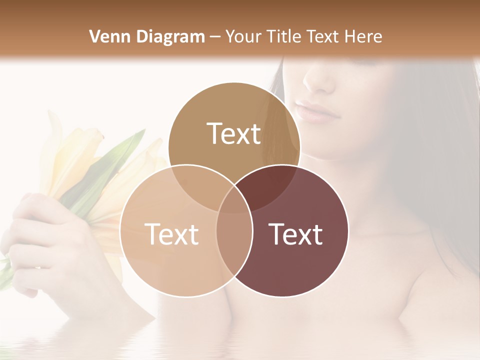 Happy Brunette With Yellow Lily Flowers In Spa PowerPoint Template