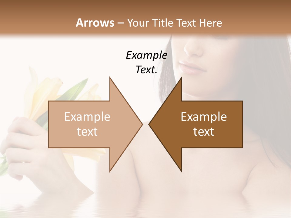 Happy Brunette With Yellow Lily Flowers In Spa PowerPoint Template