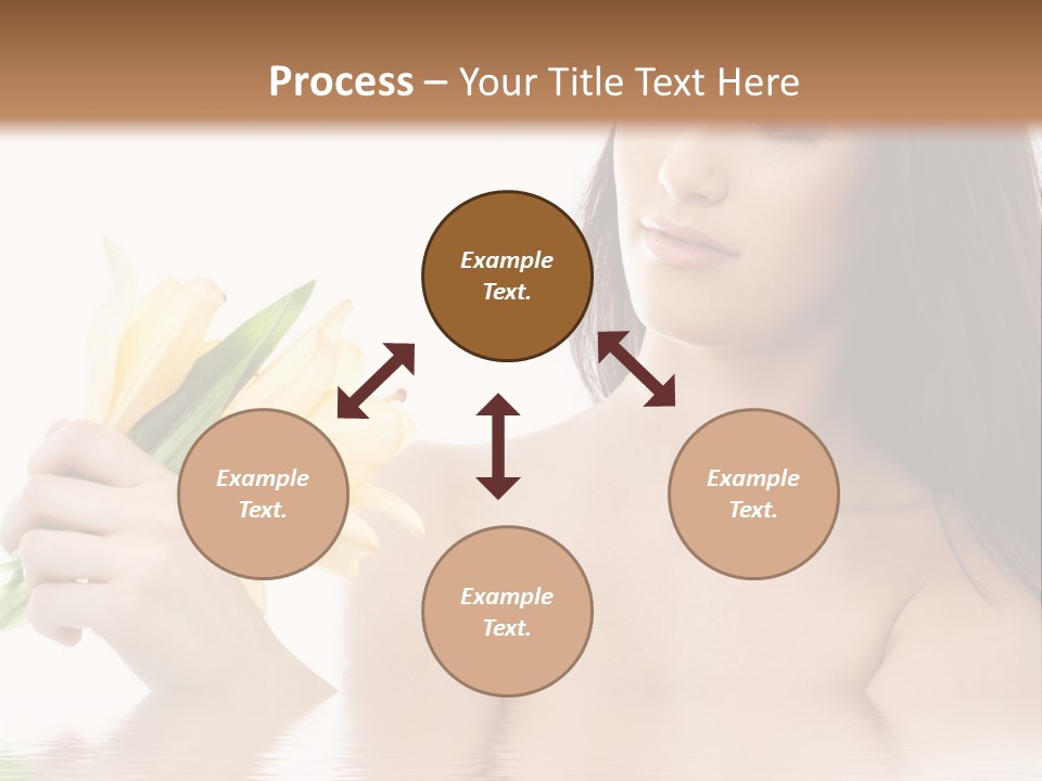 Happy Brunette With Yellow Lily Flowers In Spa PowerPoint Template