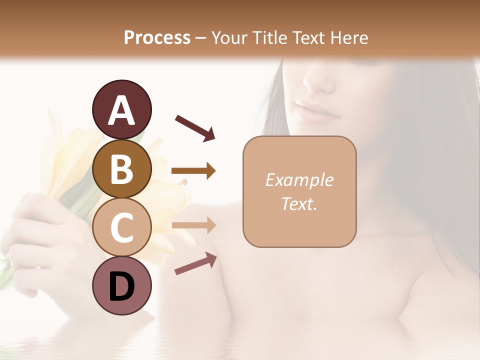 Happy Brunette With Yellow Lily Flowers In Spa PowerPoint Template