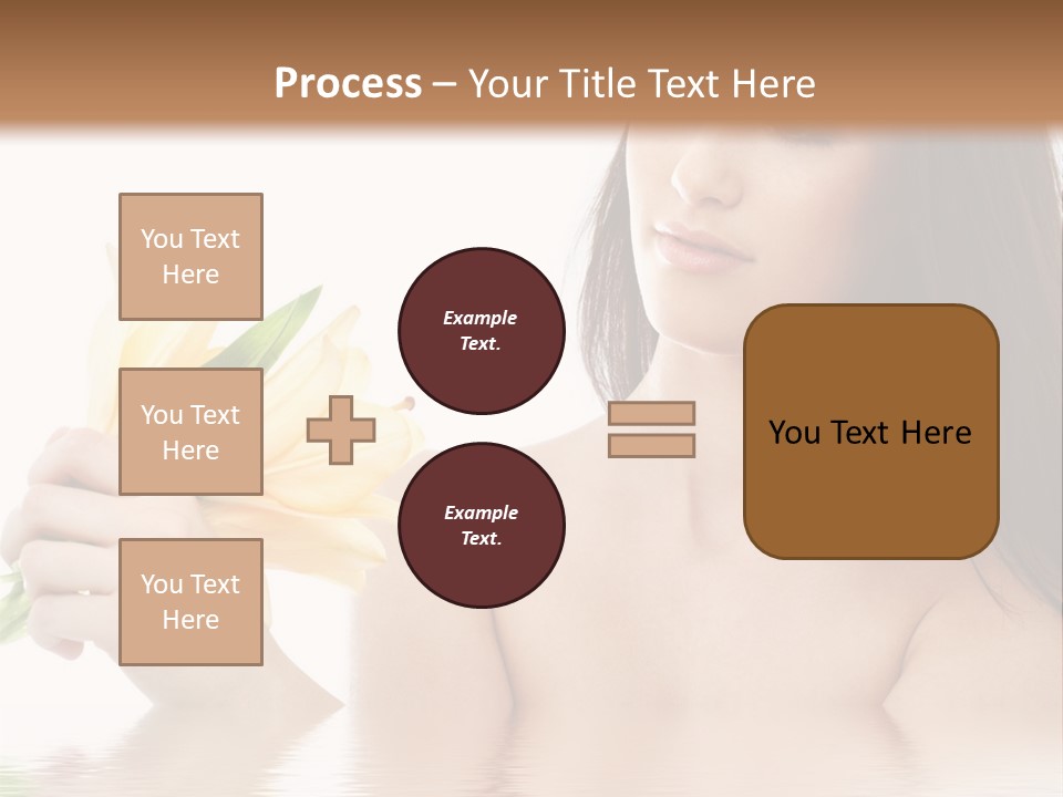 Happy Brunette With Yellow Lily Flowers In Spa PowerPoint Template