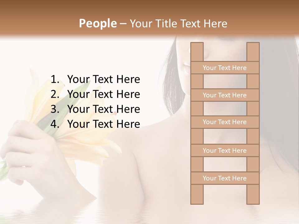 Happy Brunette With Yellow Lily Flowers In Spa PowerPoint Template