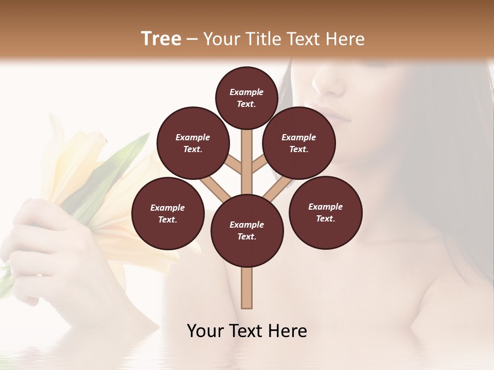 Happy Brunette With Yellow Lily Flowers In Spa PowerPoint Template