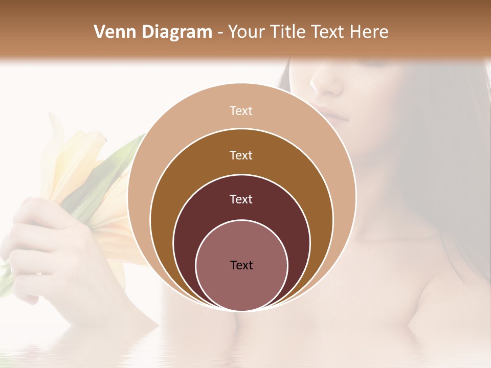 Happy Brunette With Yellow Lily Flowers In Spa PowerPoint Template