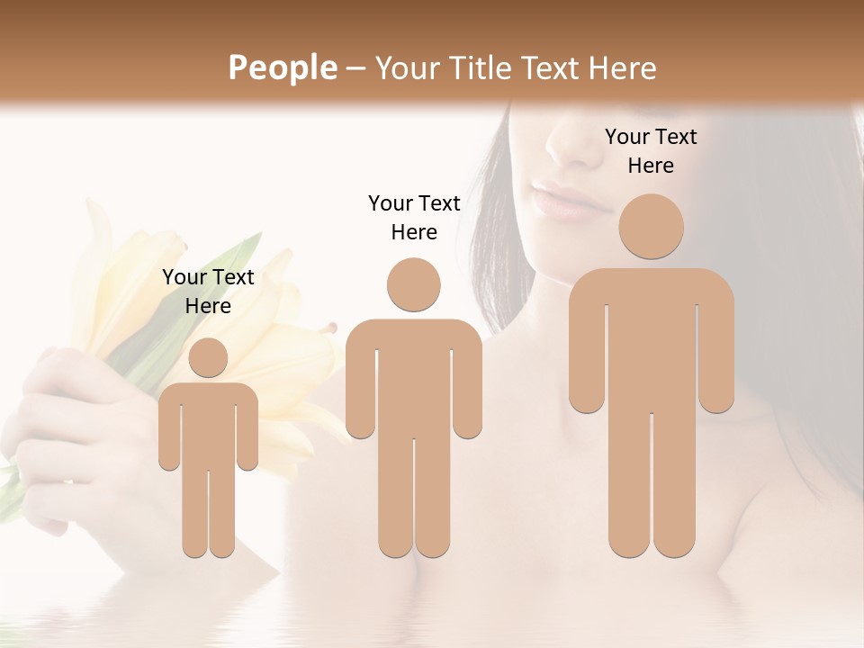 Happy Brunette With Yellow Lily Flowers In Spa PowerPoint Template