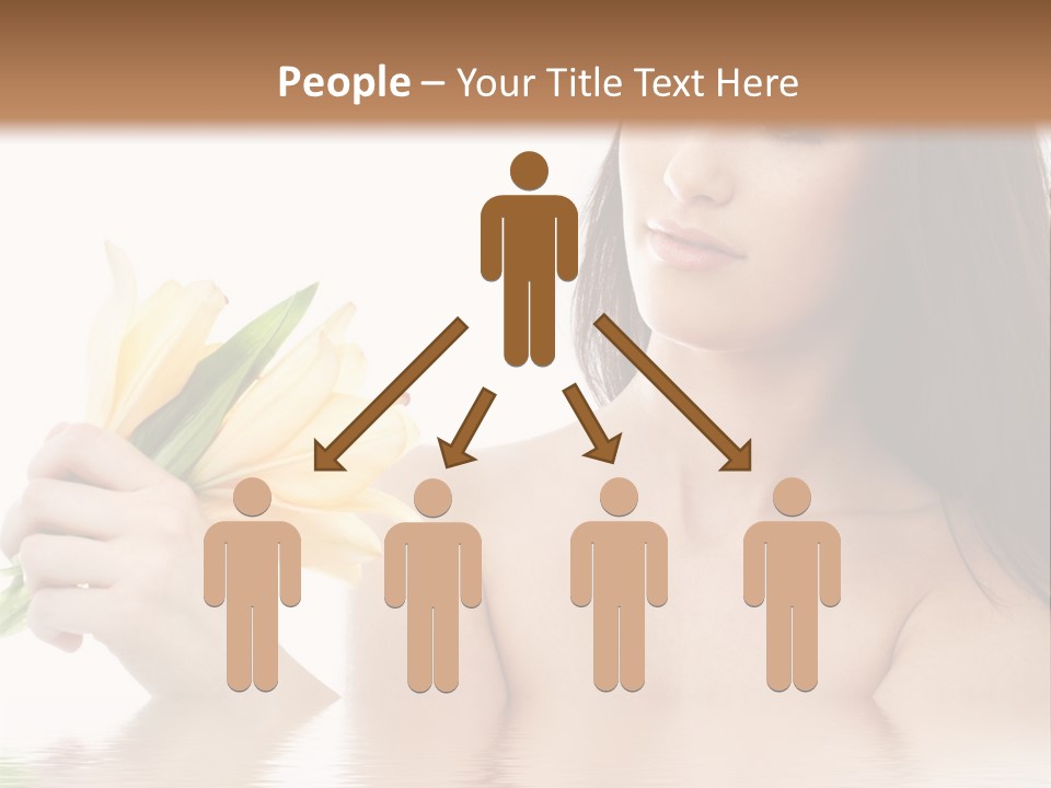 Happy Brunette With Yellow Lily Flowers In Spa PowerPoint Template