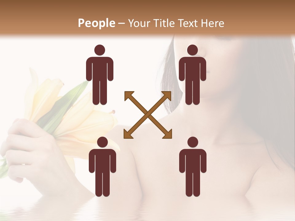 Happy Brunette With Yellow Lily Flowers In Spa PowerPoint Template