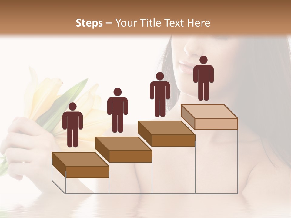 Happy Brunette With Yellow Lily Flowers In Spa PowerPoint Template